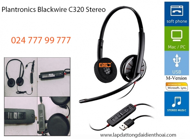PLANTRONICS BLACKWIRE C320 Stereo Noise Canceling USB PC HEADSET Avaya Cisco 