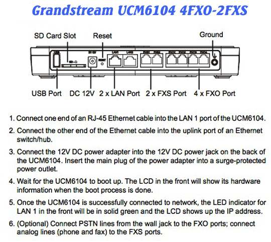 Hướng dẫn sử dụng tổng đài Grandstream UCM6104-4FXO-2FXS và bảo trì tổng đài